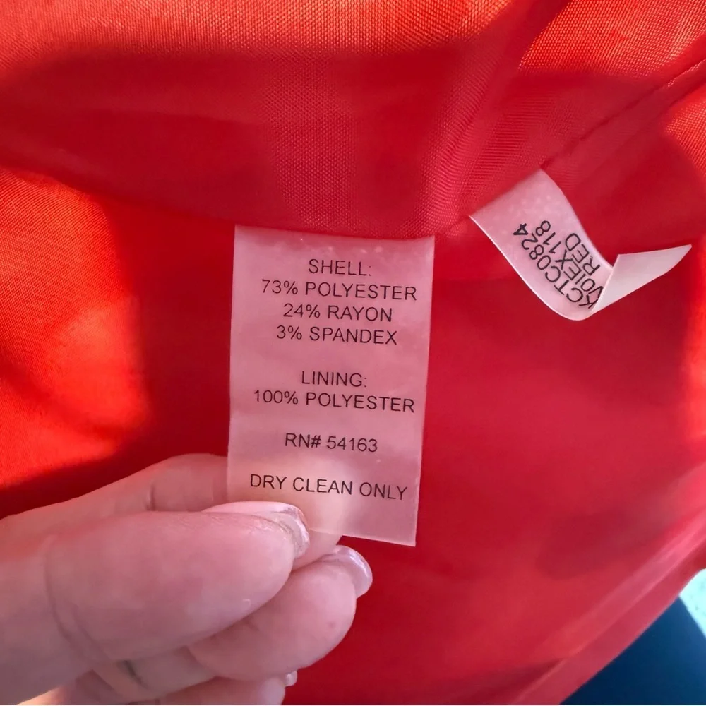 Calvin Klein Red Tie-Waist Blazer Jacket - Picture 14 of 15